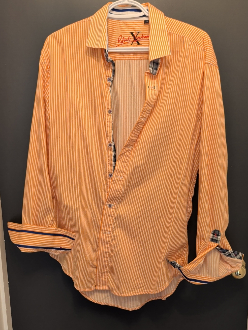 Robert Graham Orange & White Pinstripe Dress Shirt